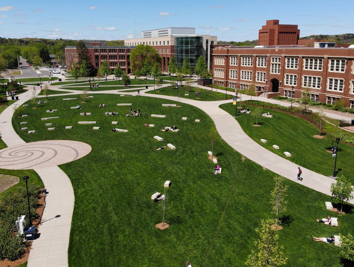 A view of campus mall shot from library roof 